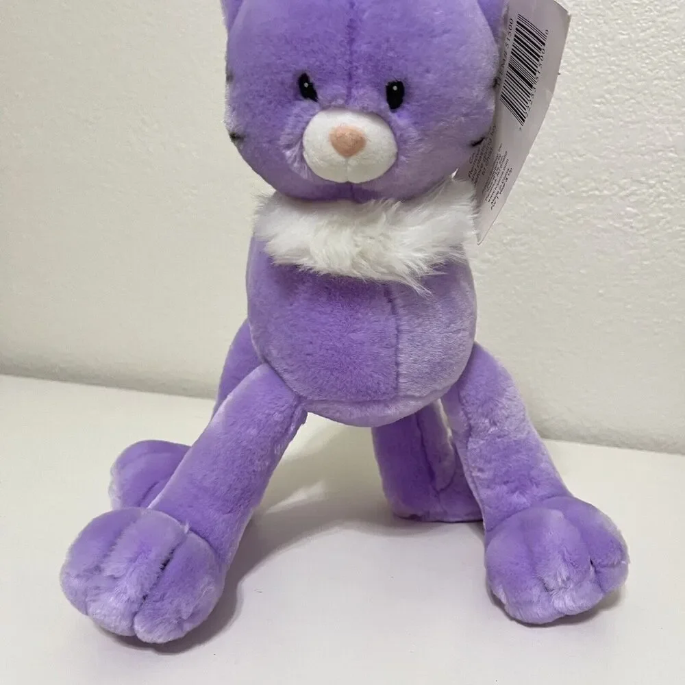 Vintage Animal Alley Toys R Us Purple Cat Plush Stuffed Animal Posable 2000 TAGS